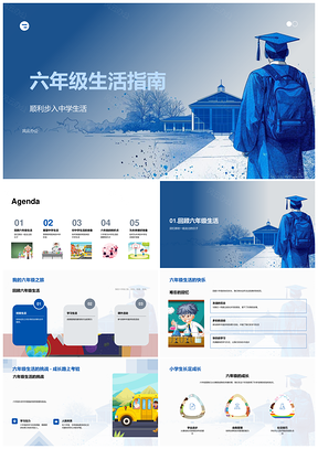 六年级学生中学适应学习习惯兴趣压力应对PPT模板