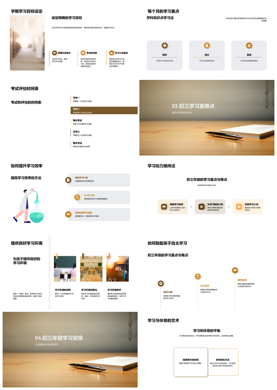 初三家教学科方法策略学期目标高效学习家长责任PPT模板
