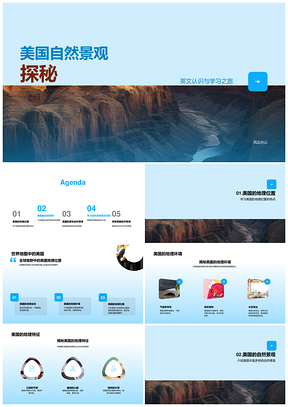美国大峡谷自然景观小学地理英语教学PPT模板