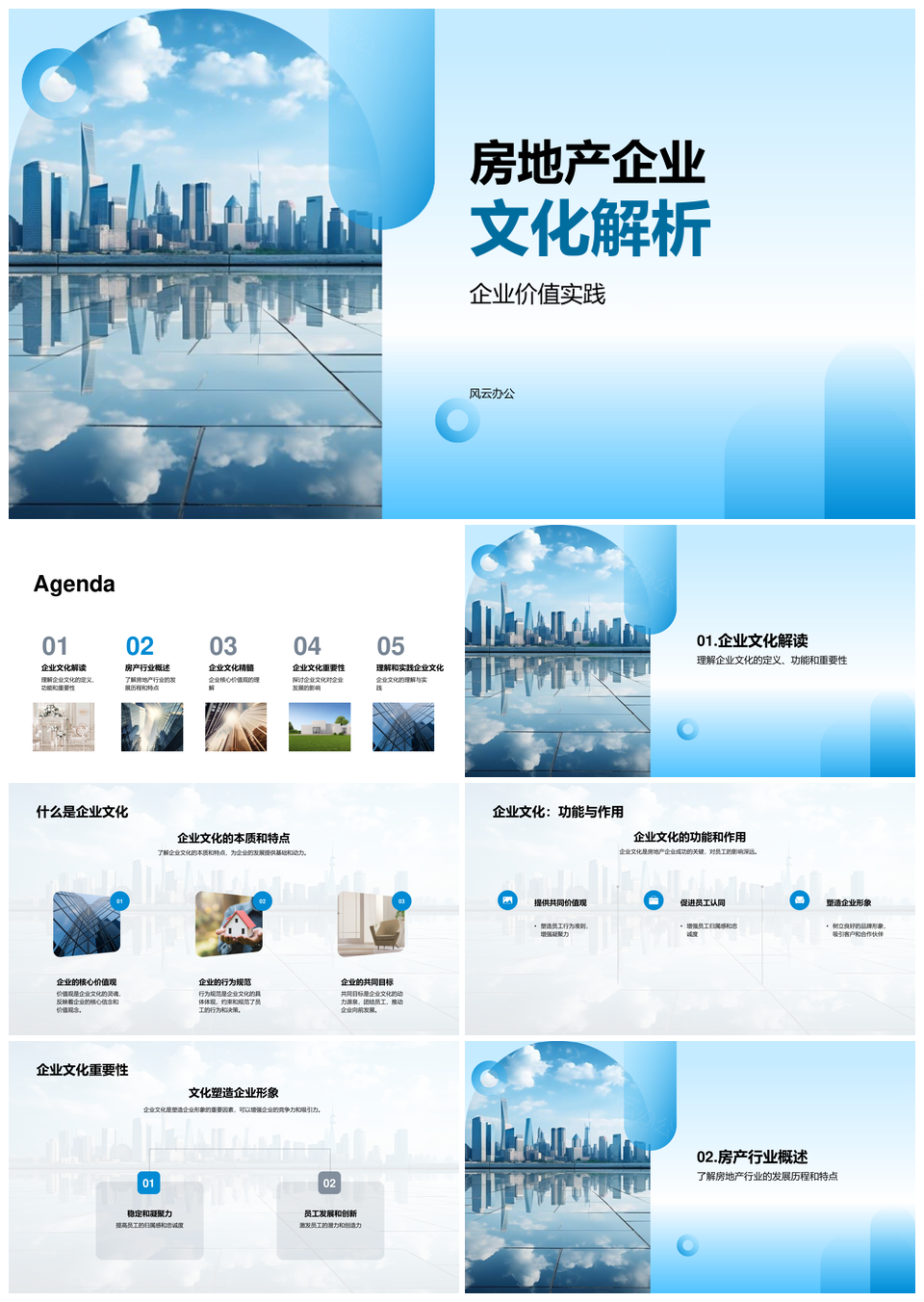 房地产企业文化功能价值与行业影响探析PPT模板