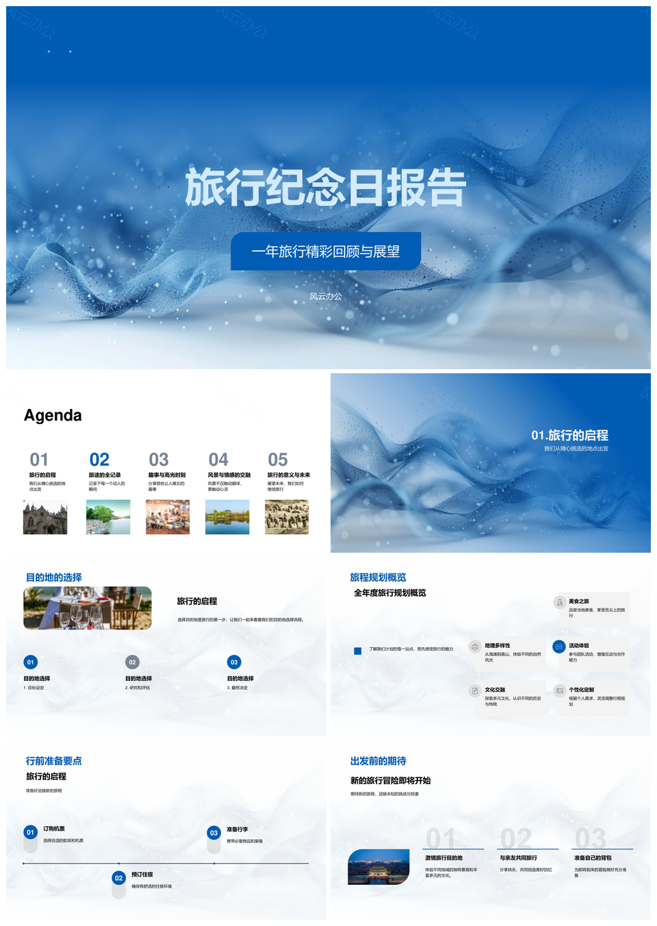 纪念日旅行精选地行前规划文化美食摄影集锦PPT模板