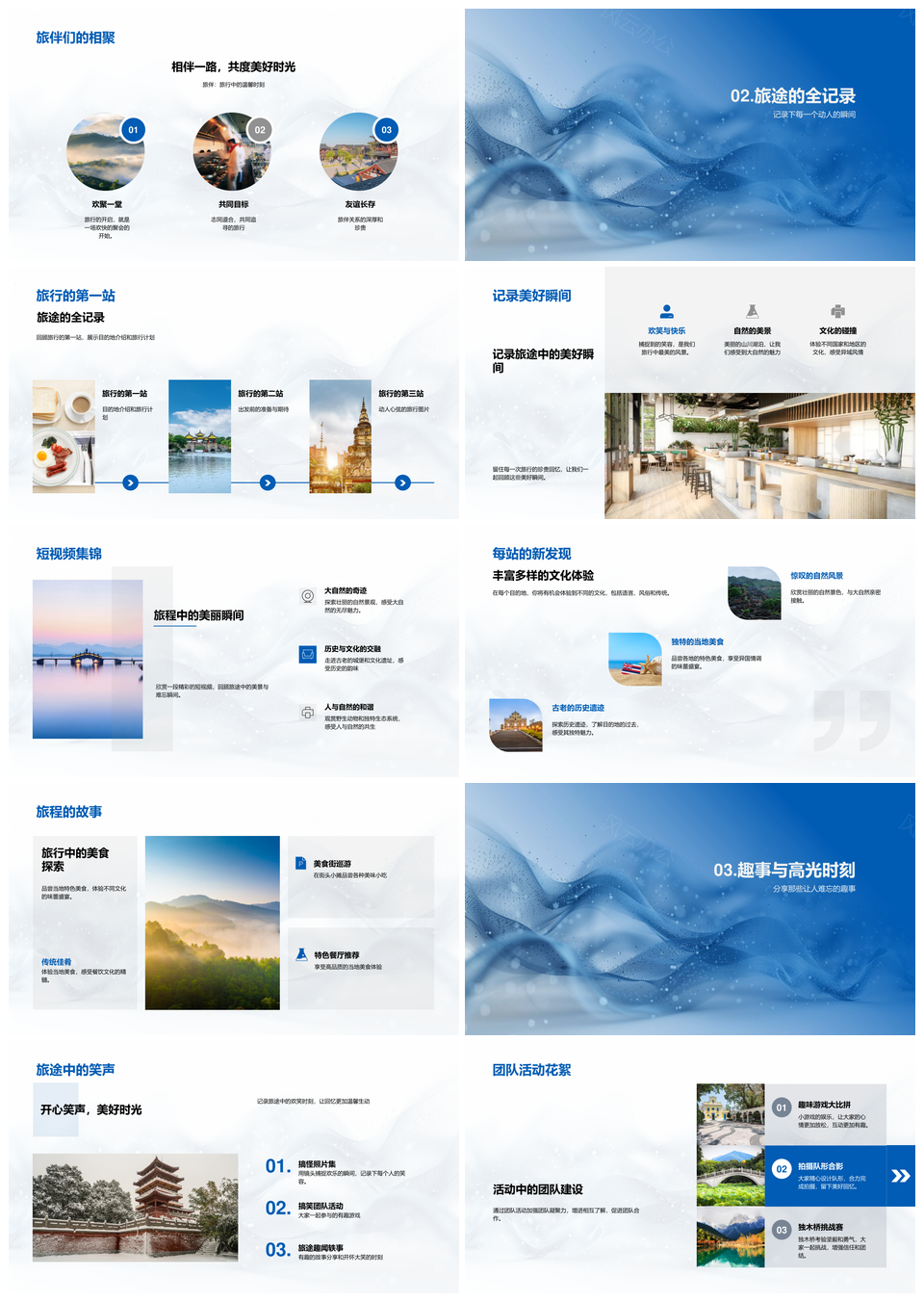 纪念日旅行精选地行前规划文化美食摄影集锦PPT模板