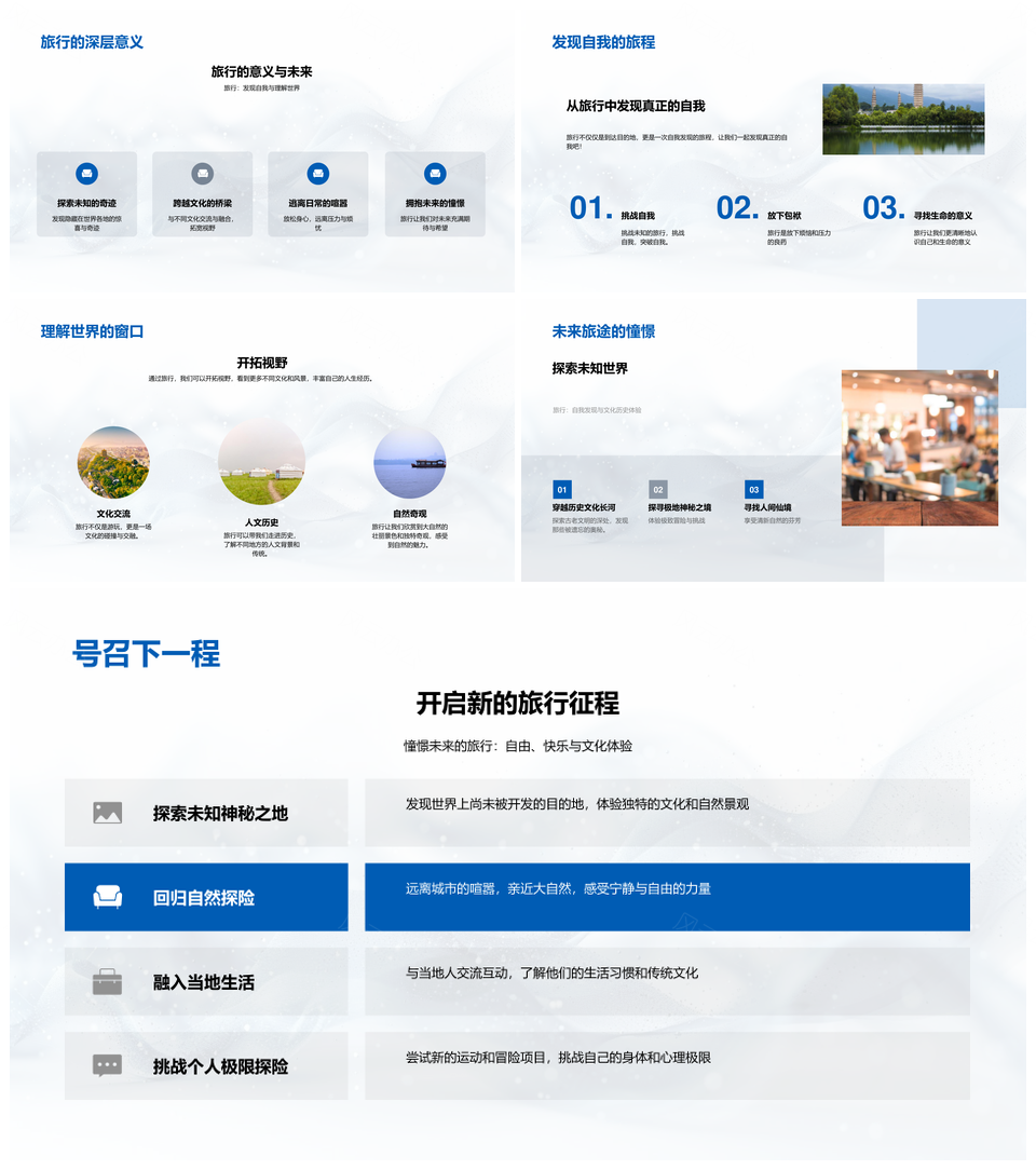 纪念日旅行精选地行前规划文化美食摄影集锦PPT模板