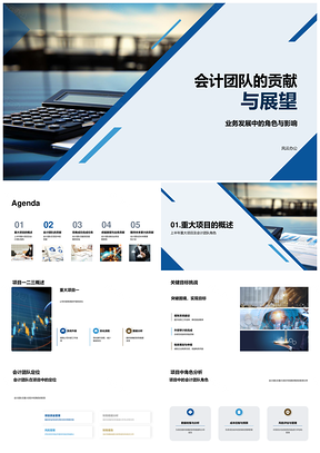 会计团队业务贡献与重大项目发展展望柱状图PPT模板