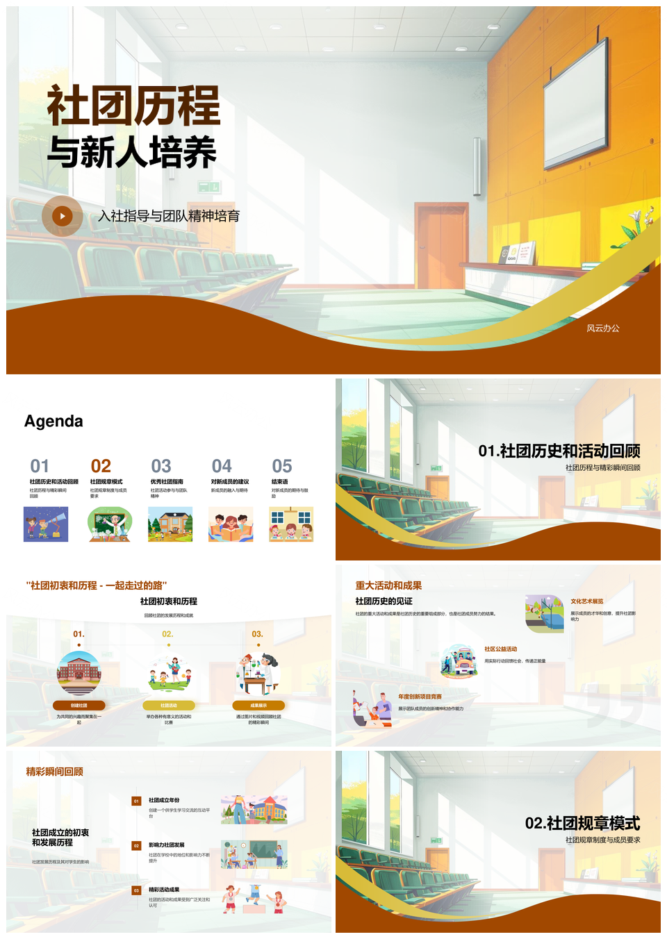 社团历程新人入社指导团队建设活动组织PPT模板