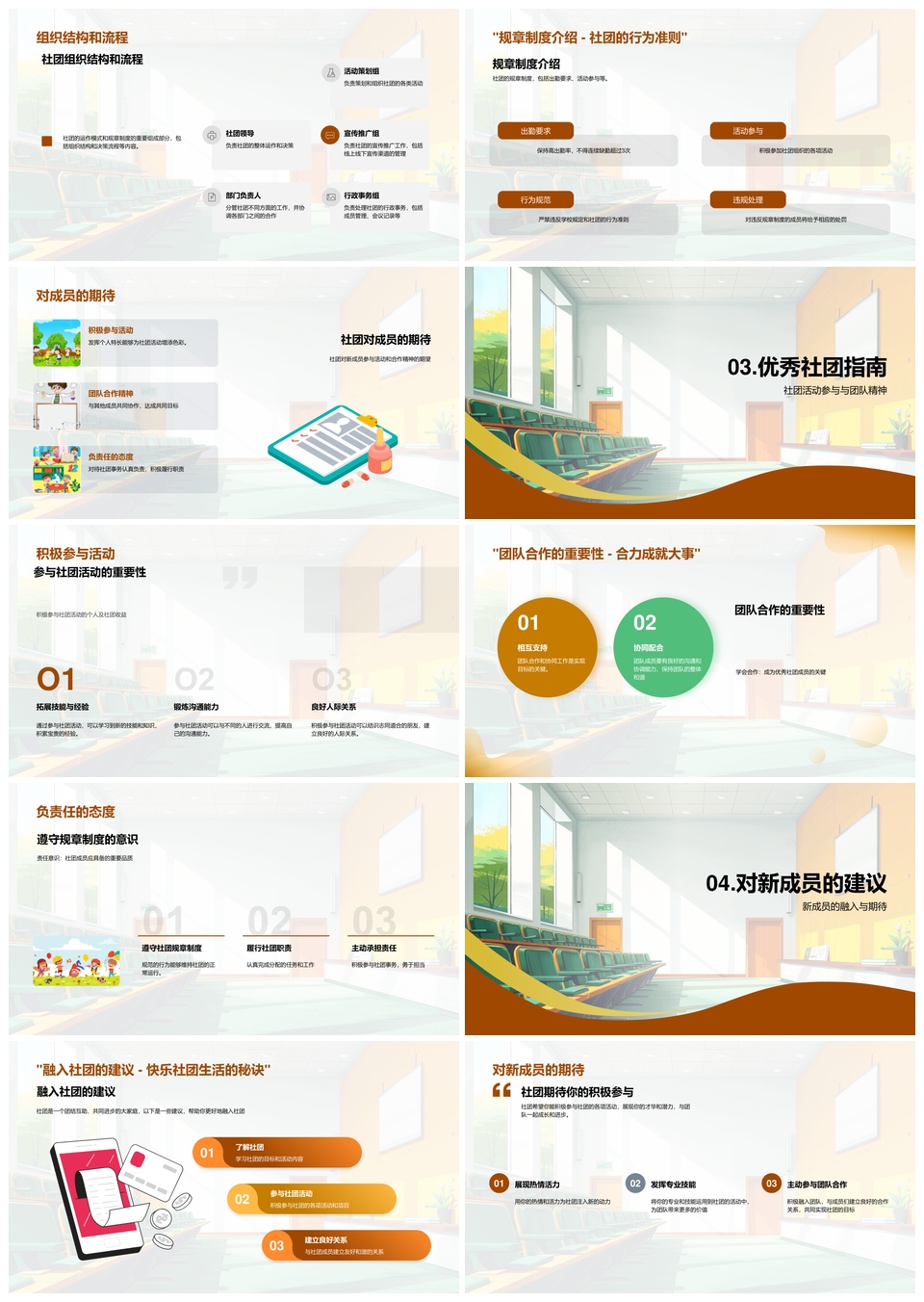 社团历程新人入社指导团队建设活动组织PPT模板