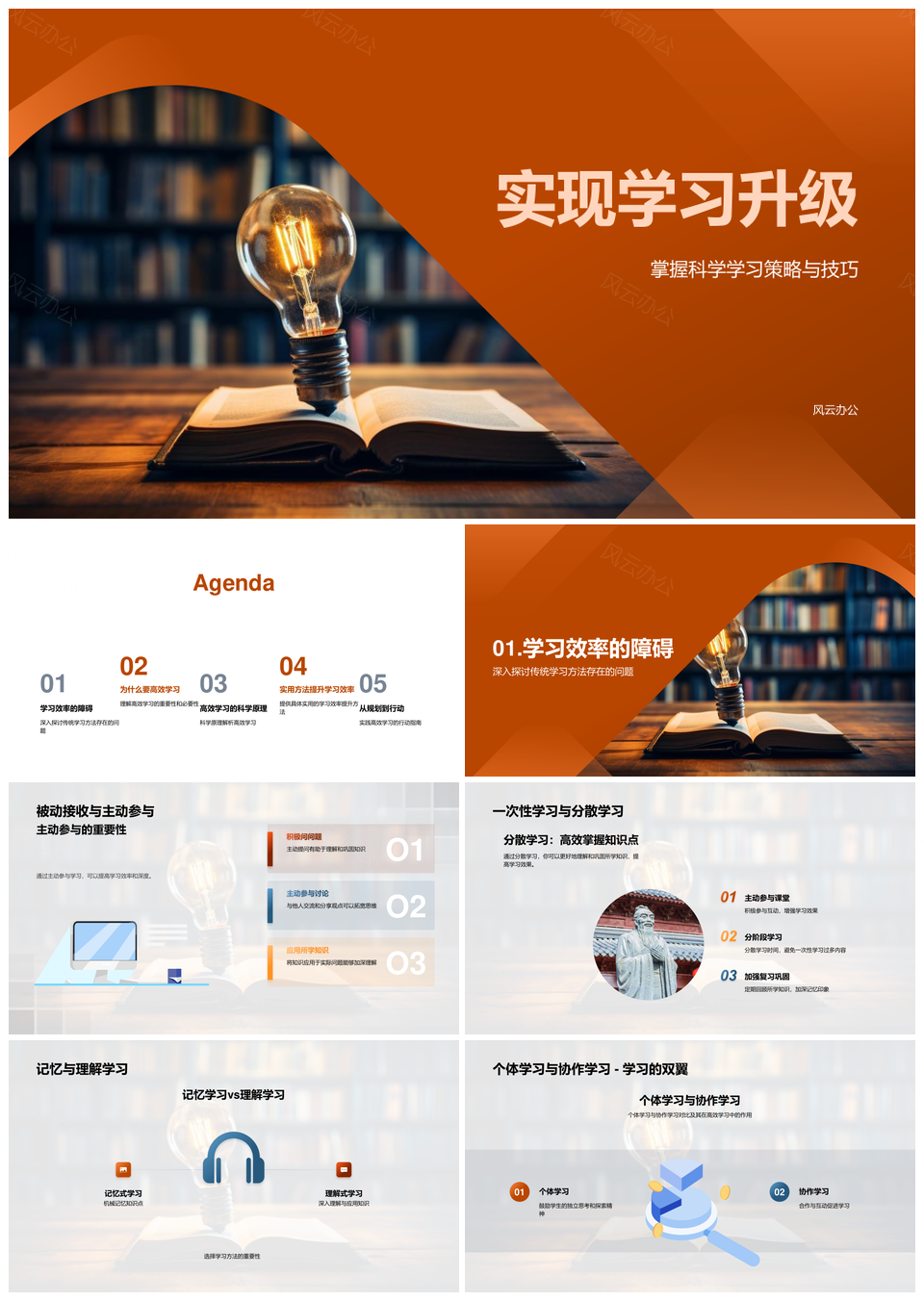 科学策略高效学习升级主动协作时间管理PPT模板