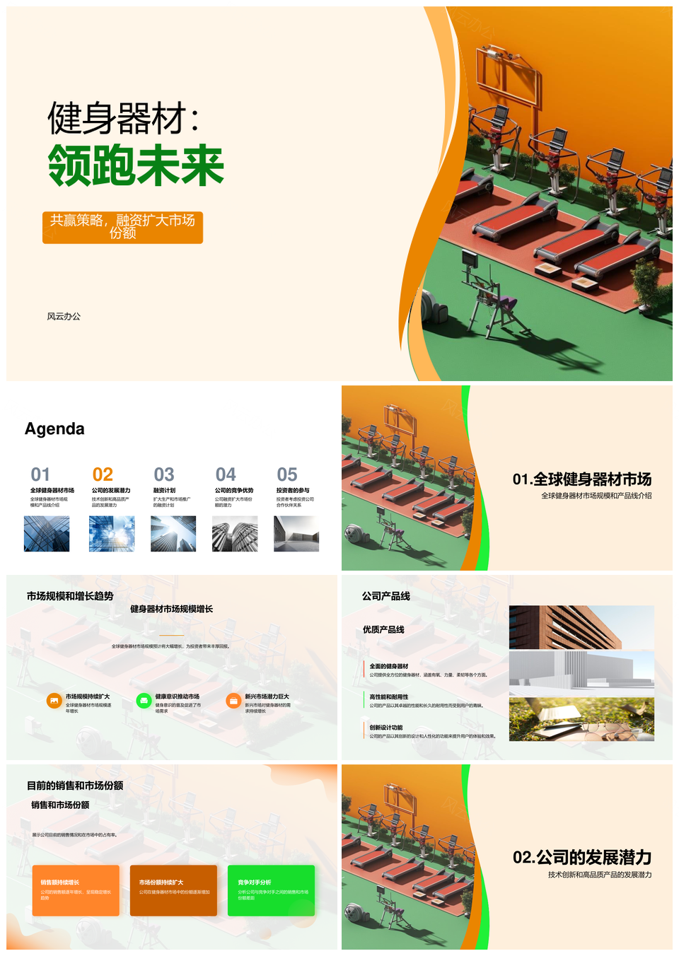 健身器材制造商商业计划书市场增长产品竞争优势PPT模板