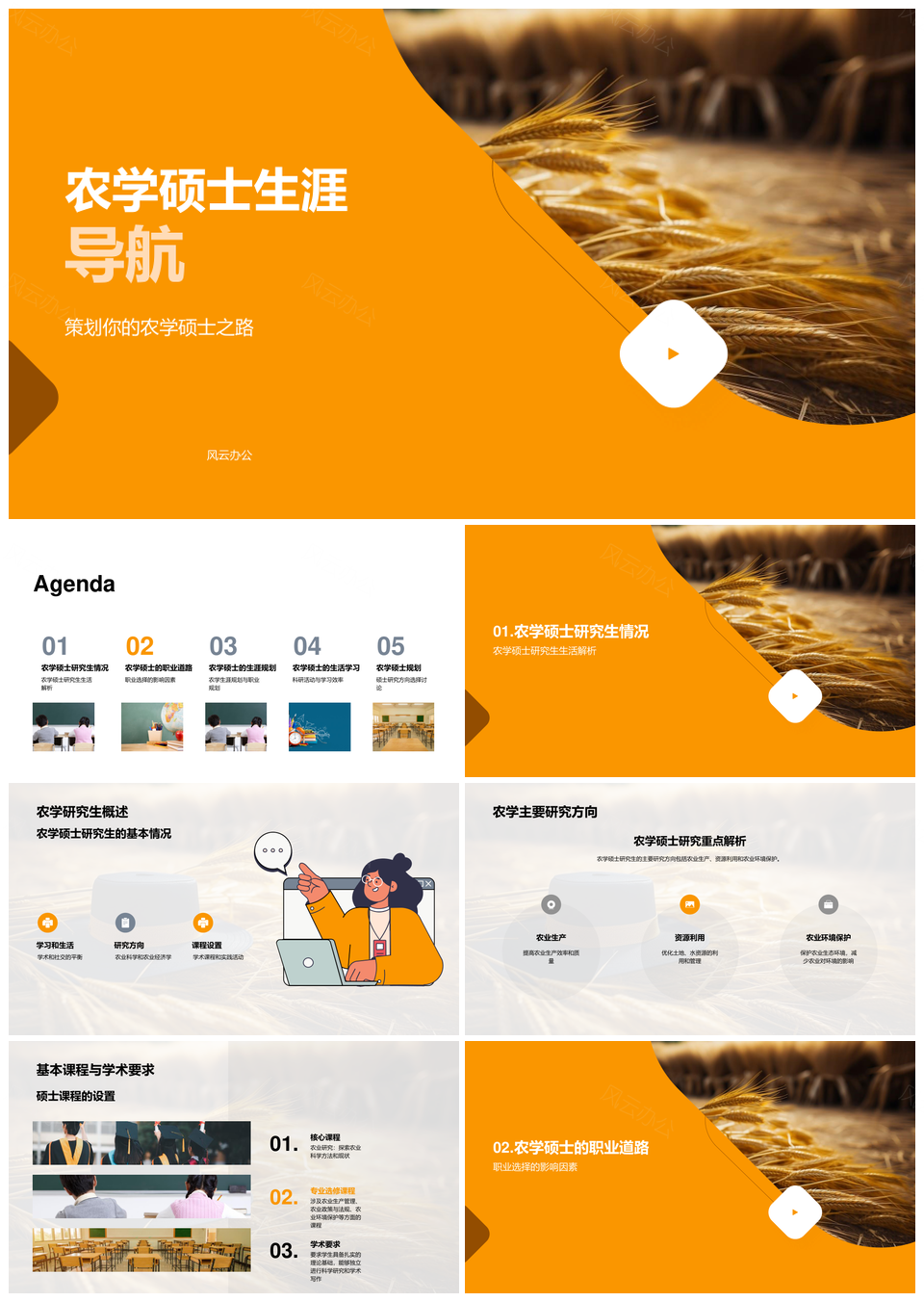 农学硕士学业职业规划与管理咨询PPT模板