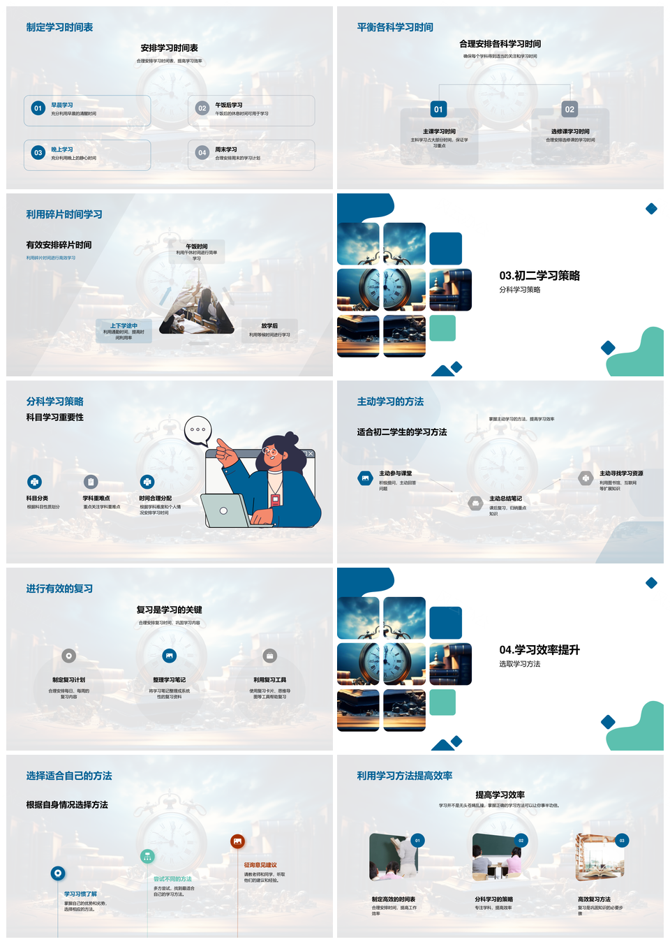 初二高效学习策略时间规划与分科方法PPT模板