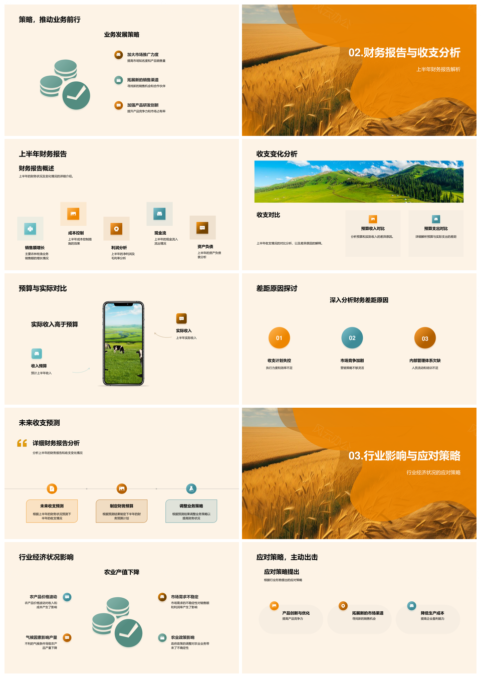 农林牧渔半年财务实收超预算析因PPT模板