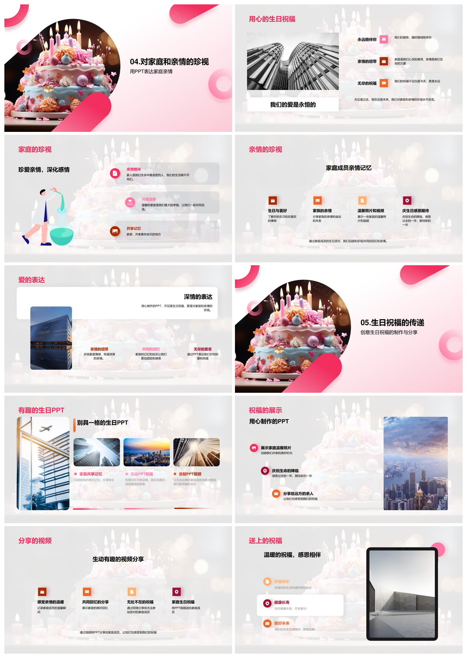 家庭亲情生日祝福庆贺视频蛋糕故事PPT模板