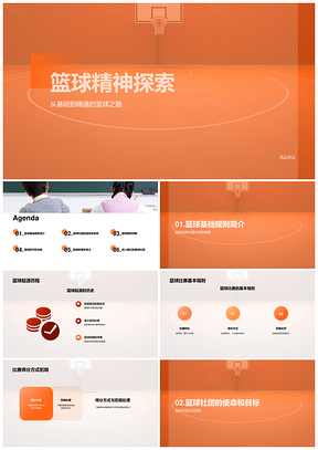篮球精神规则社团起源得分犯规技巧协作探索PPT模板