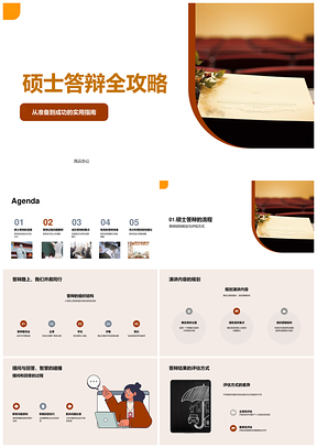 硕士答辩攻略结构内容问答与毕业帽PPT模板