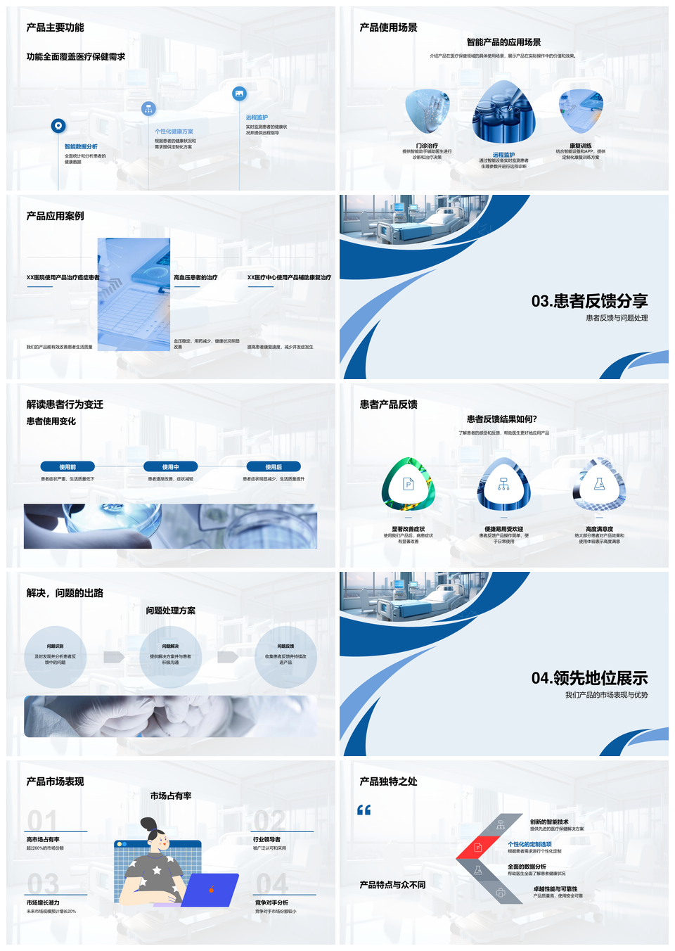 智能医疗保健发展趋势与产品场景反馈PPT模板