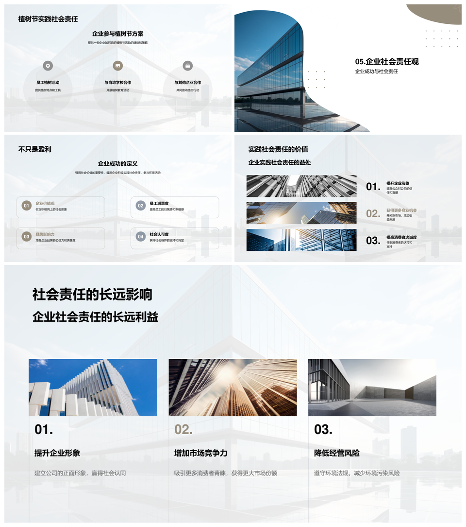企业社会责任绿色行动助力环保植树节PPT模板