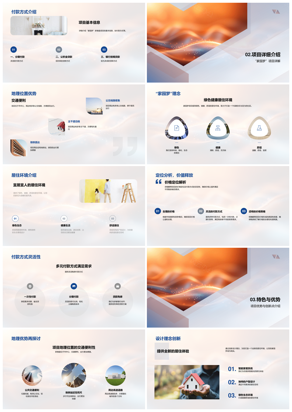 家园梦楼盘绿色健康交通便利设计理念价格定位PPT模板