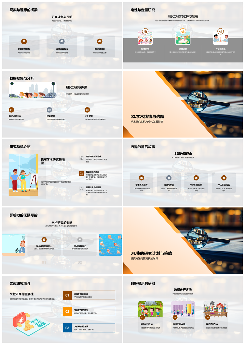 学术探索开题研究方法与实地数据分析PPT模板