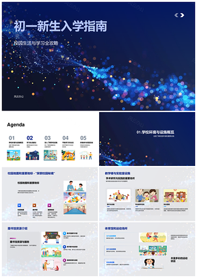 初一新生高效学习健康饮食减压校园导览PPT模板