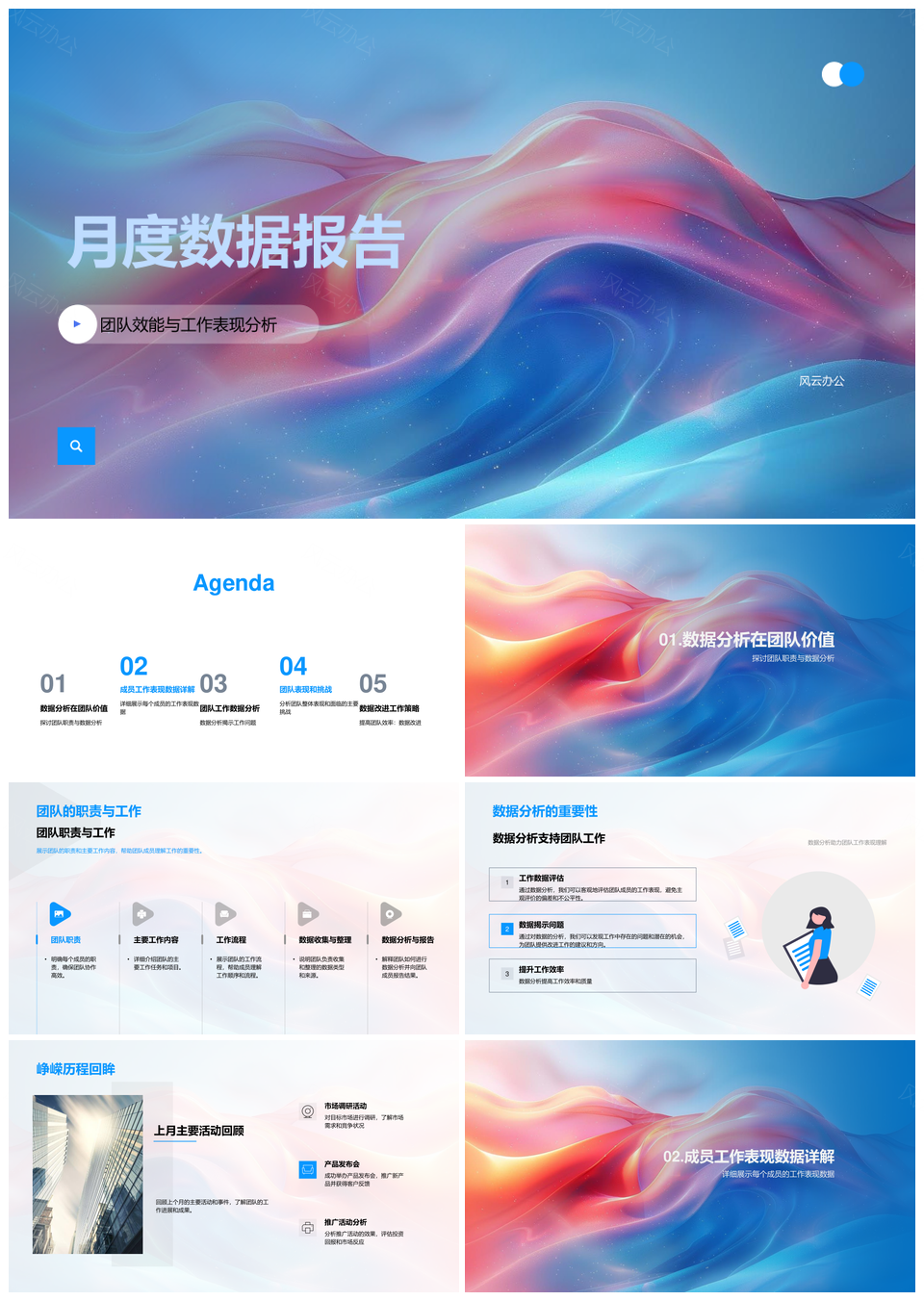 2025团队效能工作表现月度数据分析报告PPT模板