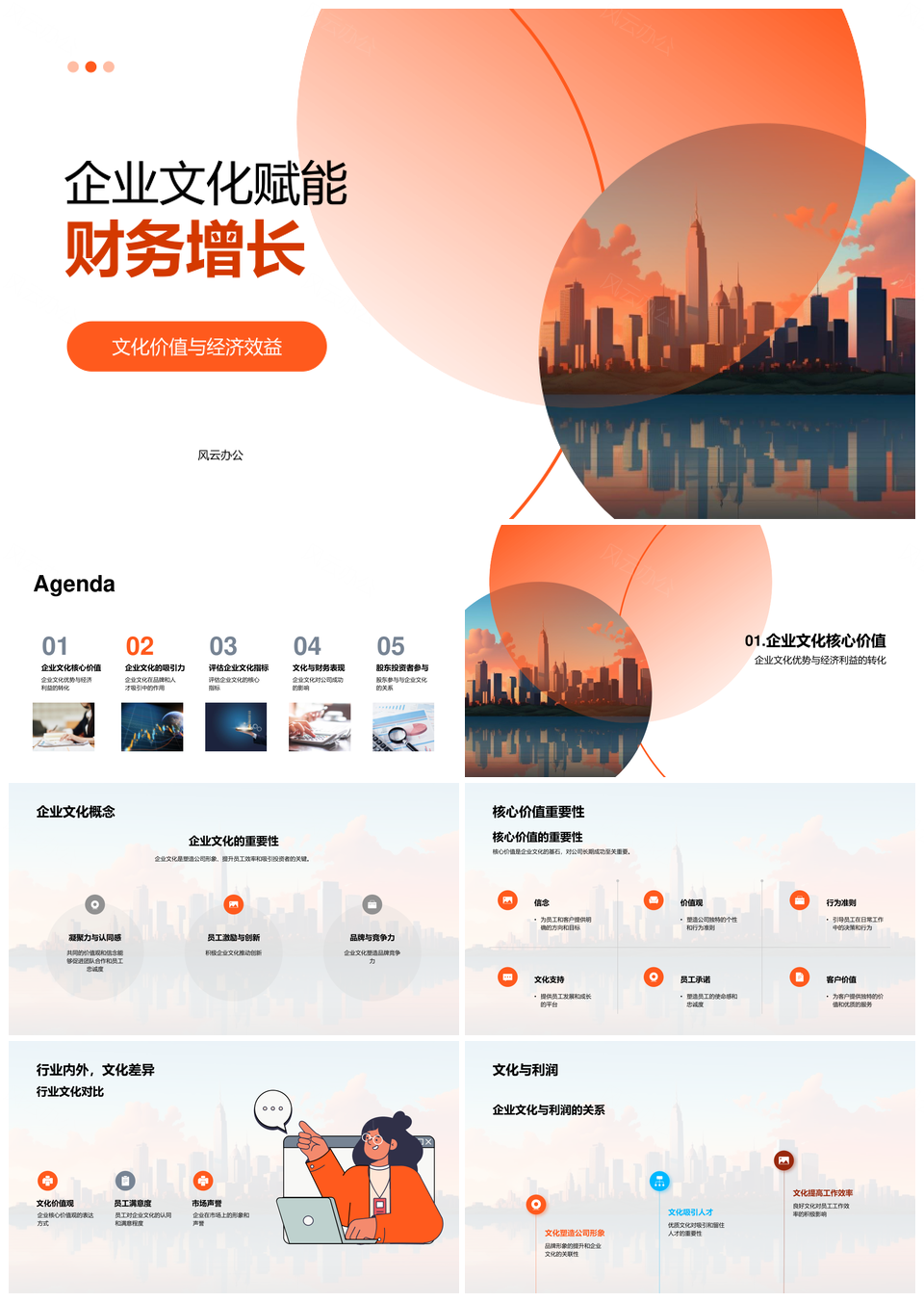 企业文化核心价值驱动财务增长经济收益PPT模板