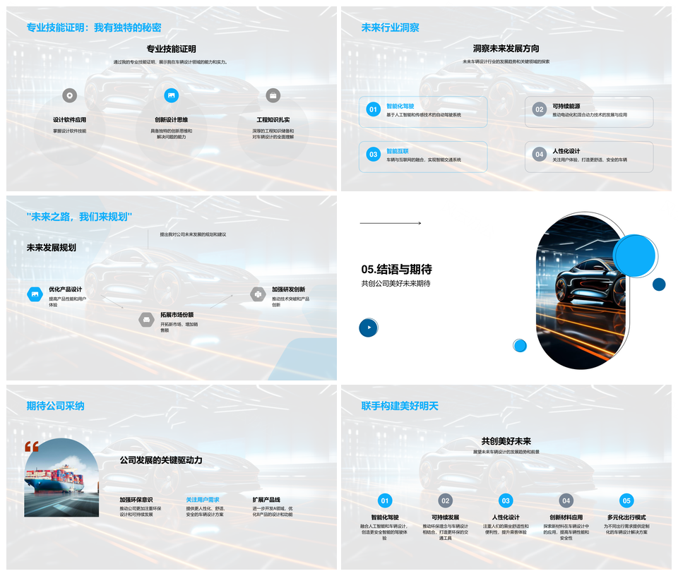 车辆设计工程师驱动未来汽车全球增长历程PPT模板