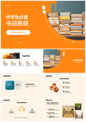中学生阅读塑造人格助力成长优选书单PPT模板