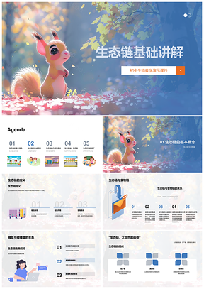 初中生物生态链能量转移环保教学PPT模板