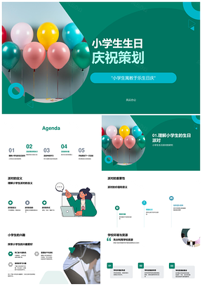 小学生生日派对校园协作社交安全节省策划PPT模板