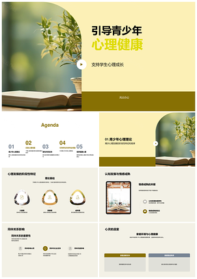 青少年心理发展阶段家庭同伴情绪学习睡眠引导PPT模板