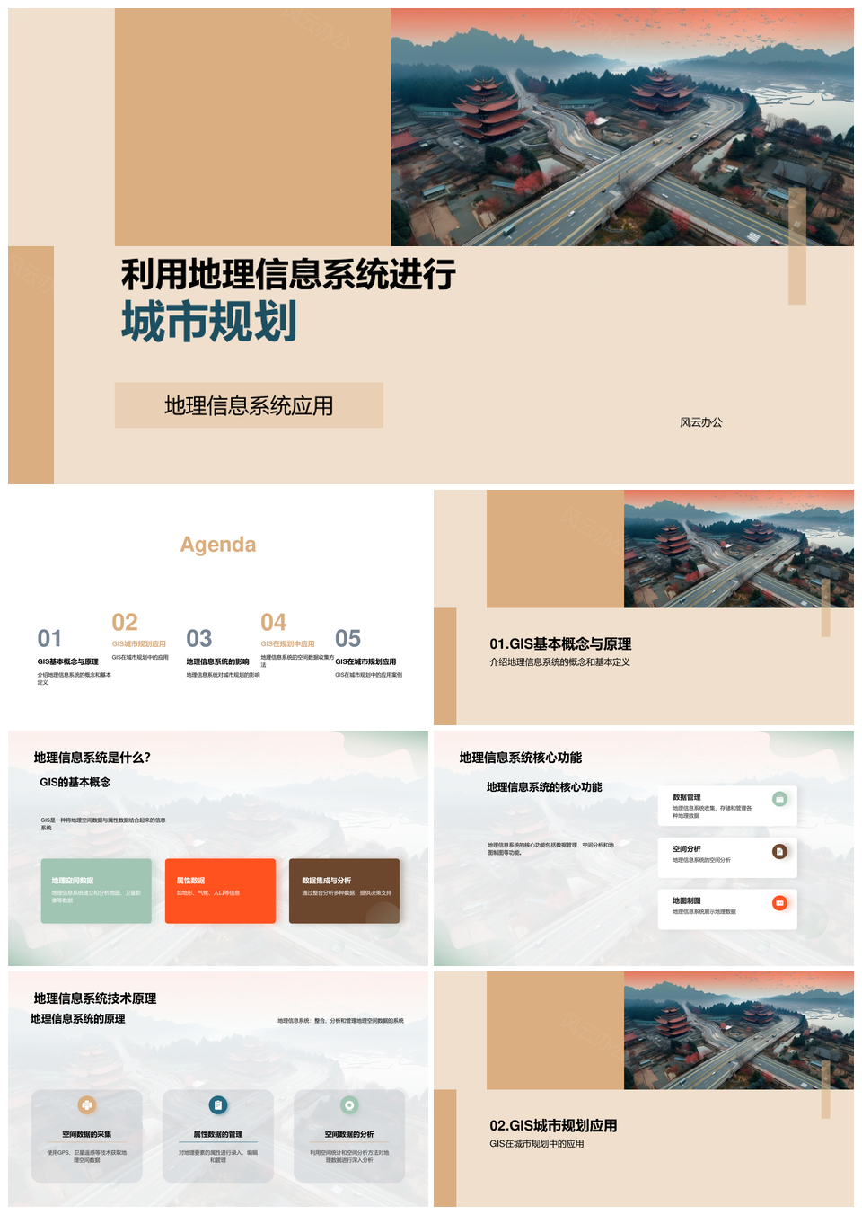 地理信息系统技术原理与城市规划应用PPT模板