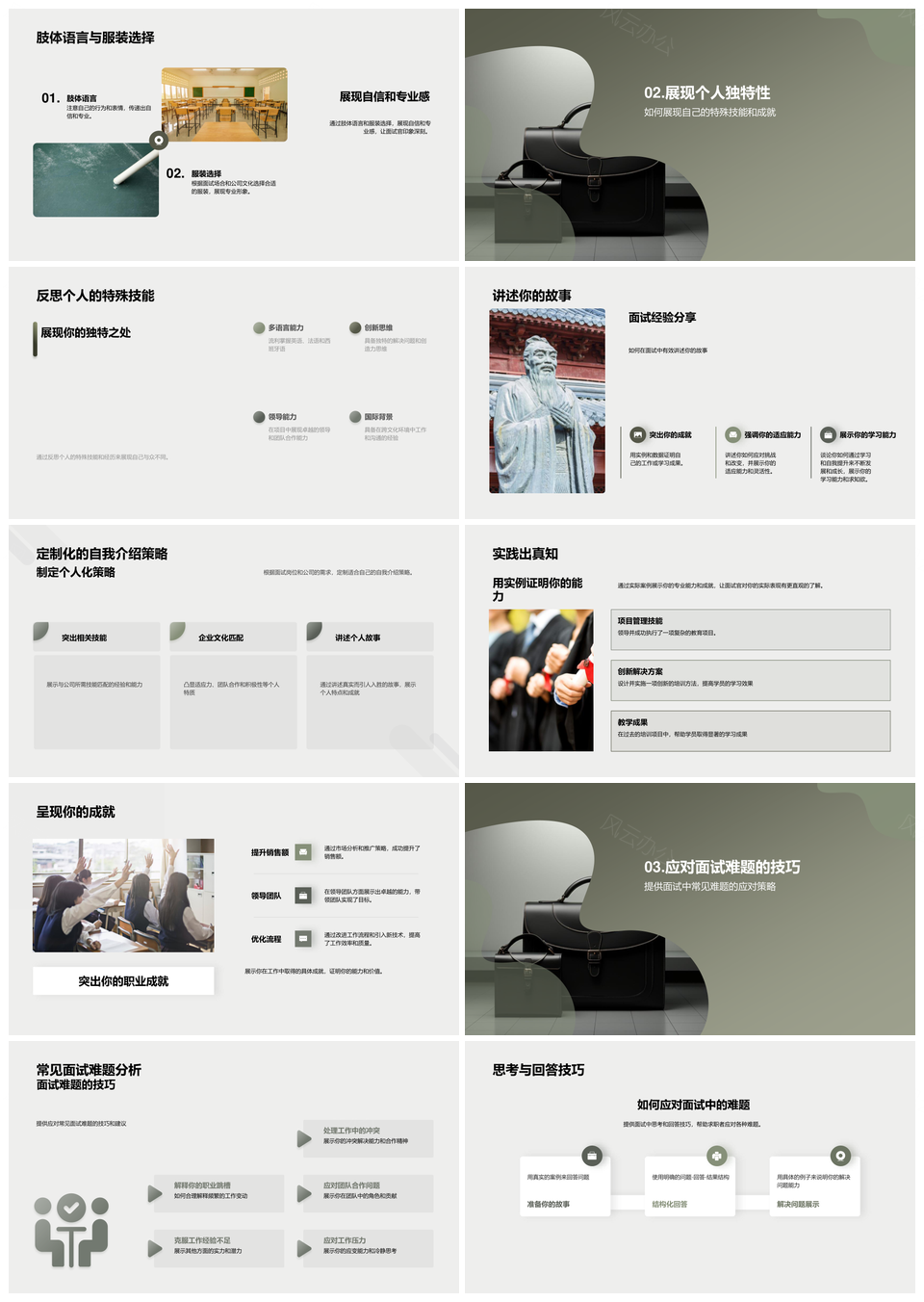 面试成功策略自我介绍吸引技巧情绪管理清单计划PPT模板