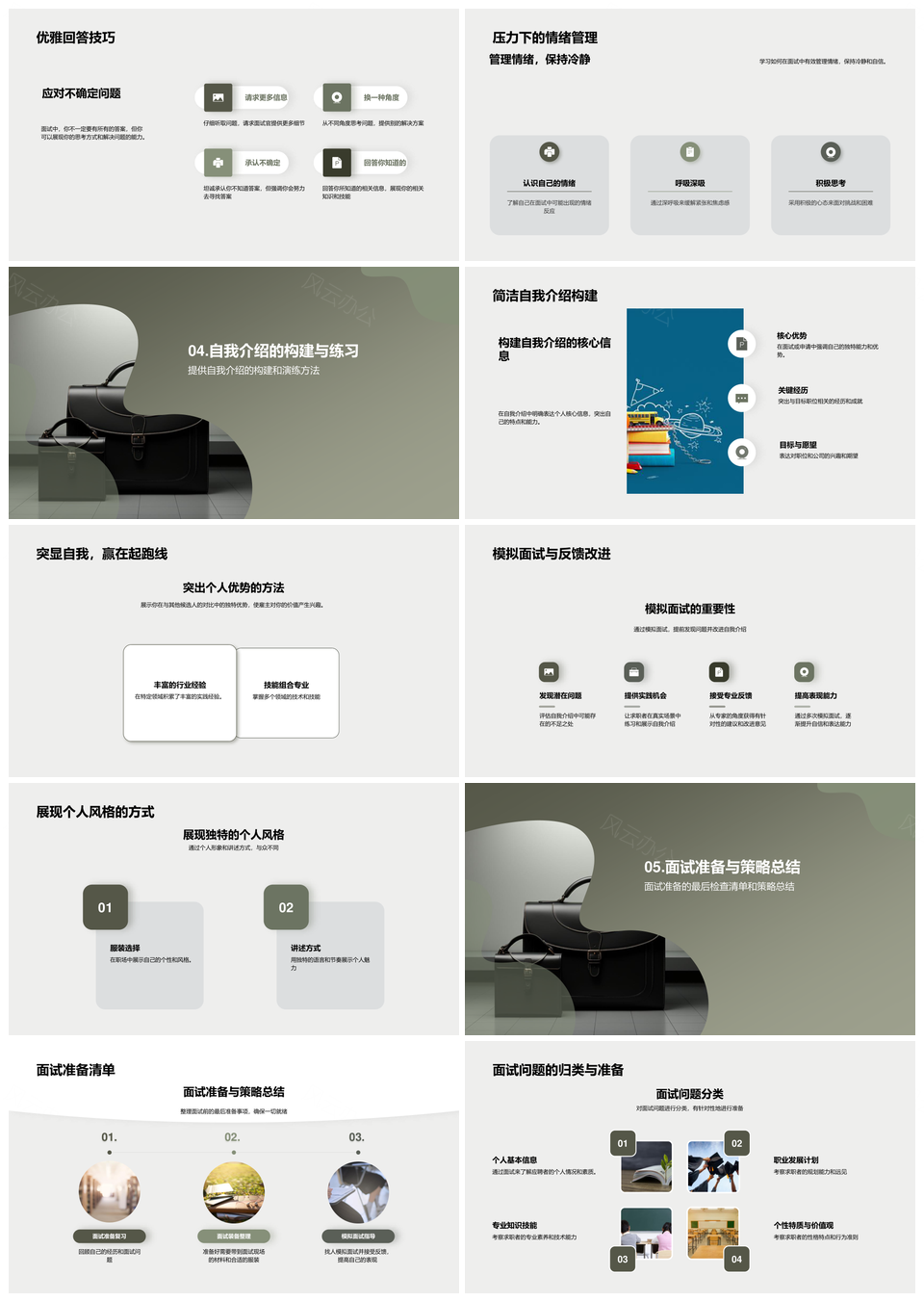 面试成功策略自我介绍吸引技巧情绪管理清单计划PPT模板