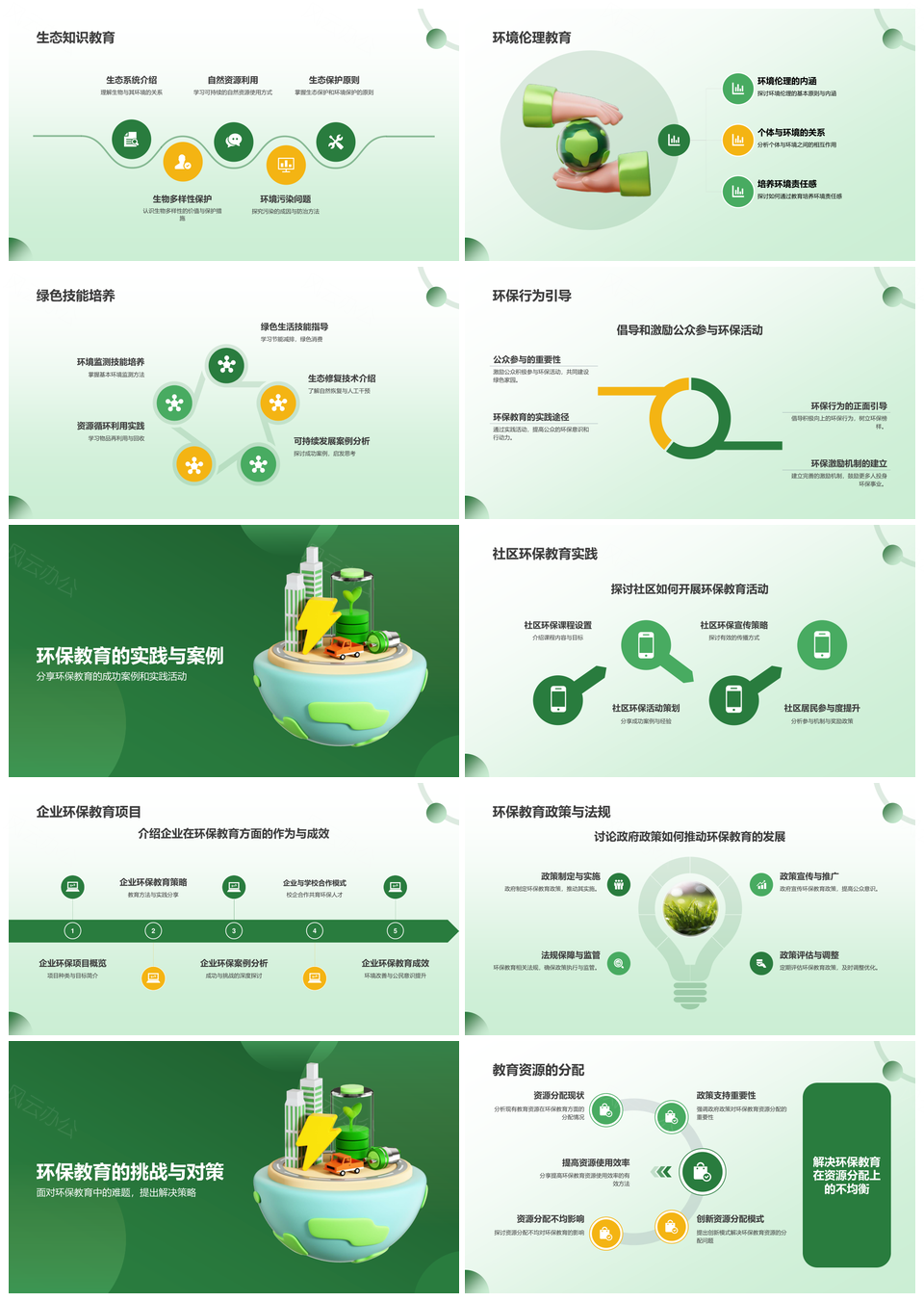 绿色幼苗沃土自然园艺环保教育PPT模板