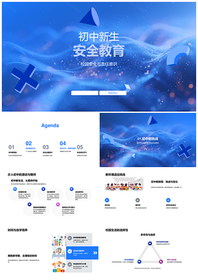 初中新生校园安全责任意识培养与防护PPT模板