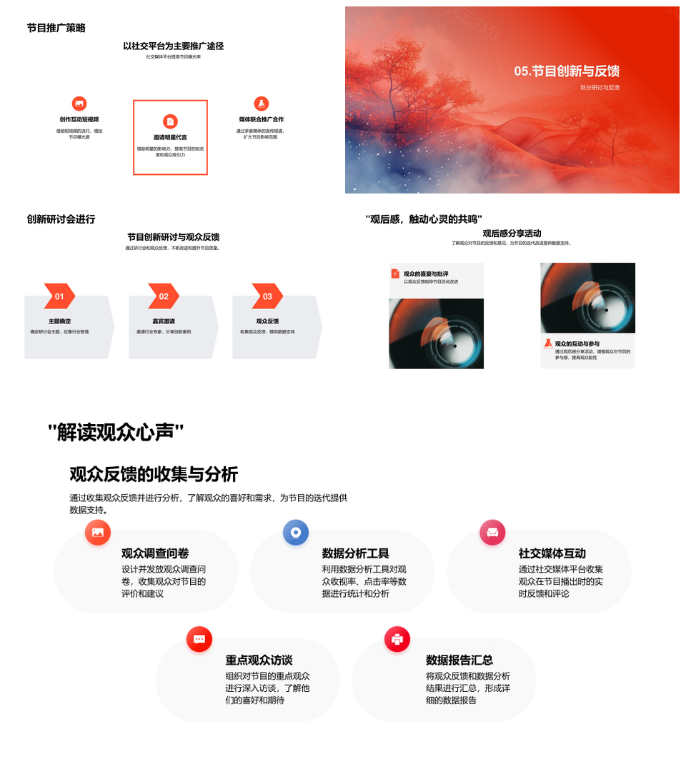 秋分数媒融合节目创新多平台文化传承PPT模板