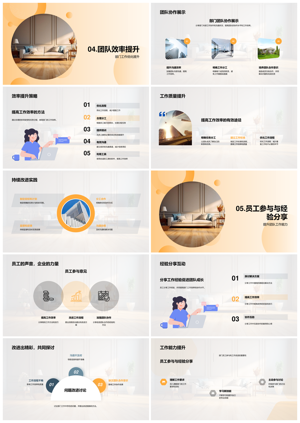 家居部门绩效团队协作成果回顾问题经验改进图表PPT模板