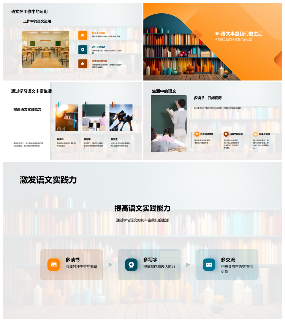 语文提升生活应用阅读理解助交流学习工作PPT模板