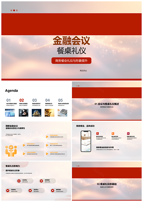 2025金融会议商务餐会餐桌礼仪形象餐具对话座位菜品PPT模板