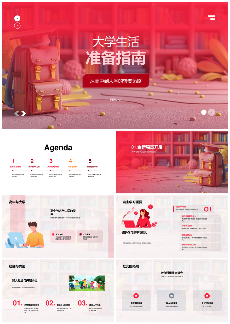 2025大学生活规划社交拓展目标兴趣培养职业准备PPT模板