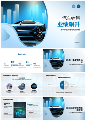 汽车首季销售业绩飙升策略团队线上细分市场PPT模板