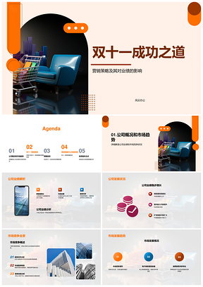 双十一营销策略业绩市场竞争趋势投资者分析师PPT模板