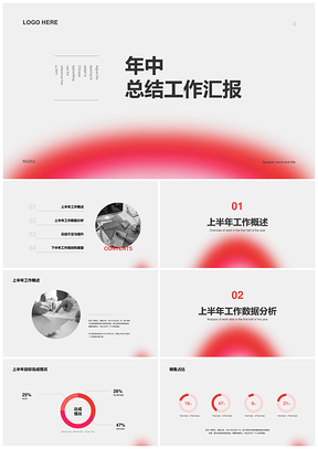 企业年中工作总结数据分析未来规划汇报PPT模板