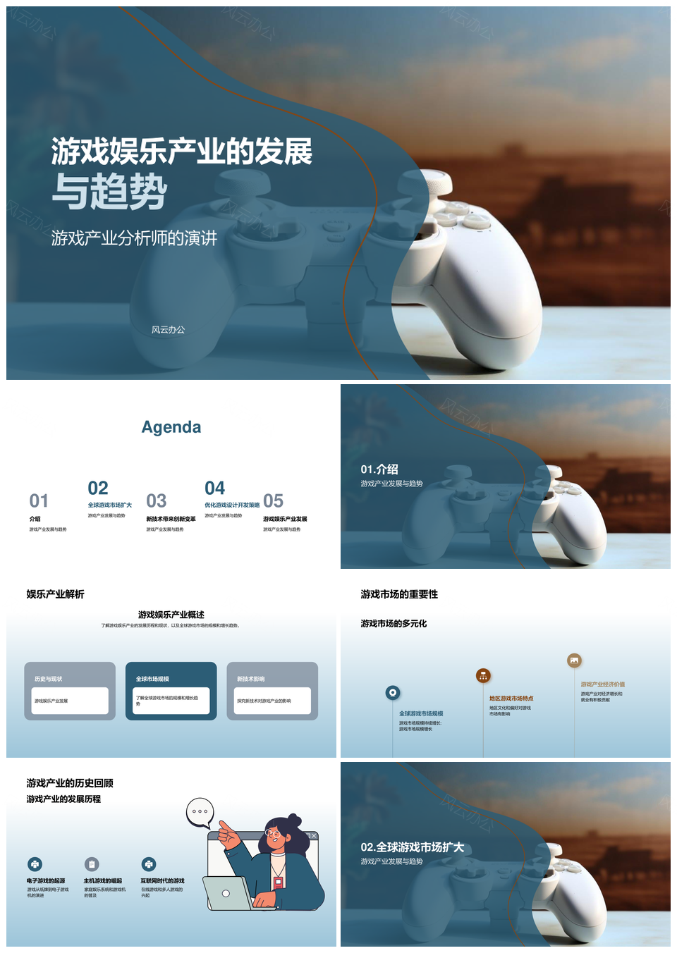 游戏娱乐产业技术发展与全球市场趋势PPT模板