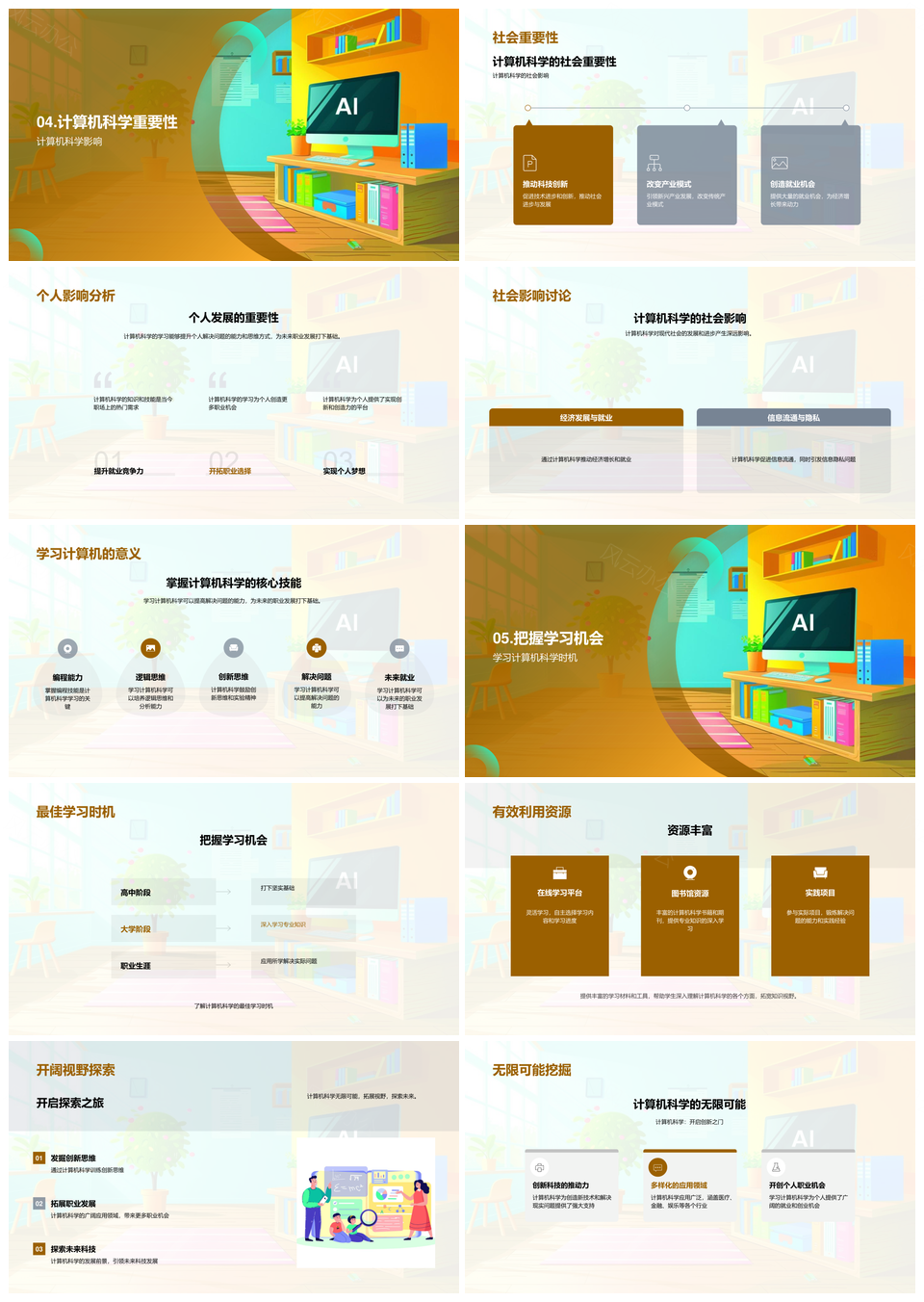 计算机科学AI机器学习解题应用与就业发展PPT模板