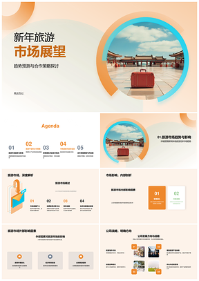 新年旅游趋势战略合作布局古建PPT模板