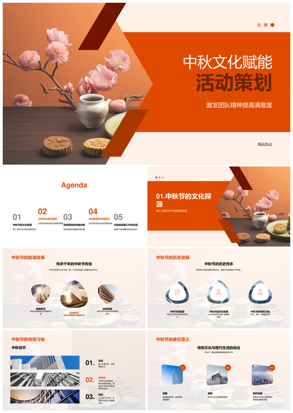 中秋文化团队核心价值观活动游戏满意度评估月饼PPT模板