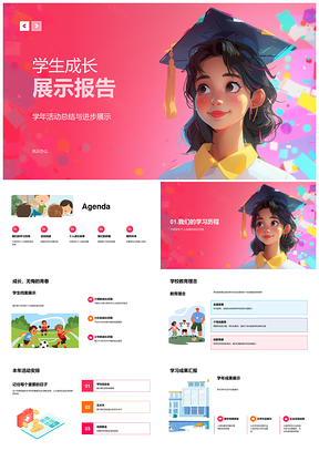 学生成长故事教育理念学霸艺体社团成果展PPT模板