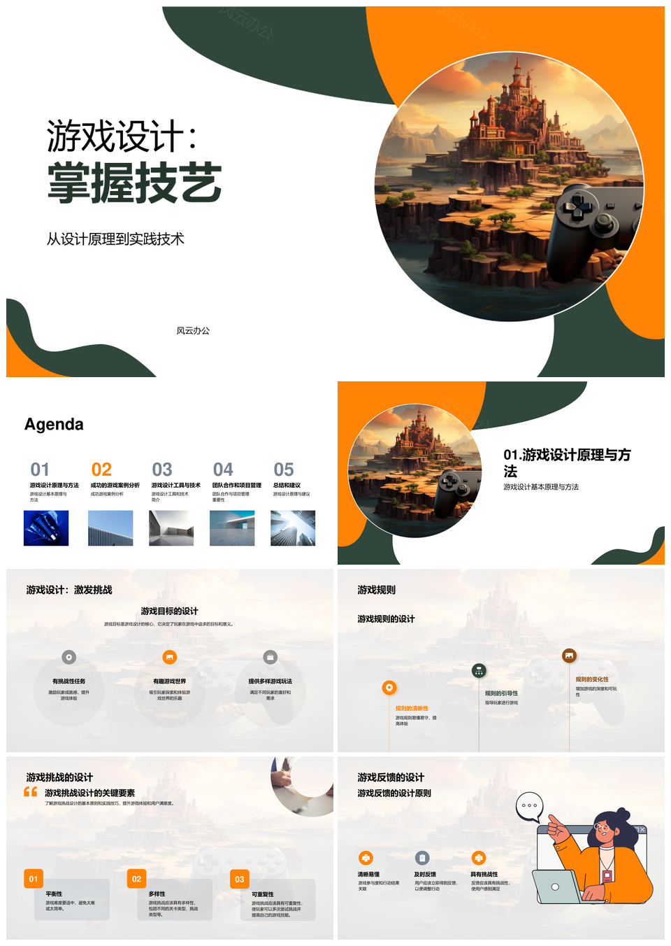 游戏设计开发关键要素培训目标规则挑战反馈控制器PPT模板