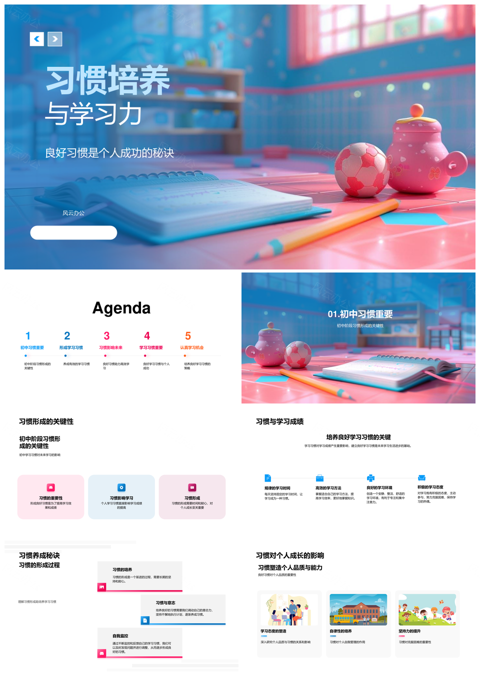 初中生良好学习习惯养成与学习力培养PPT模板